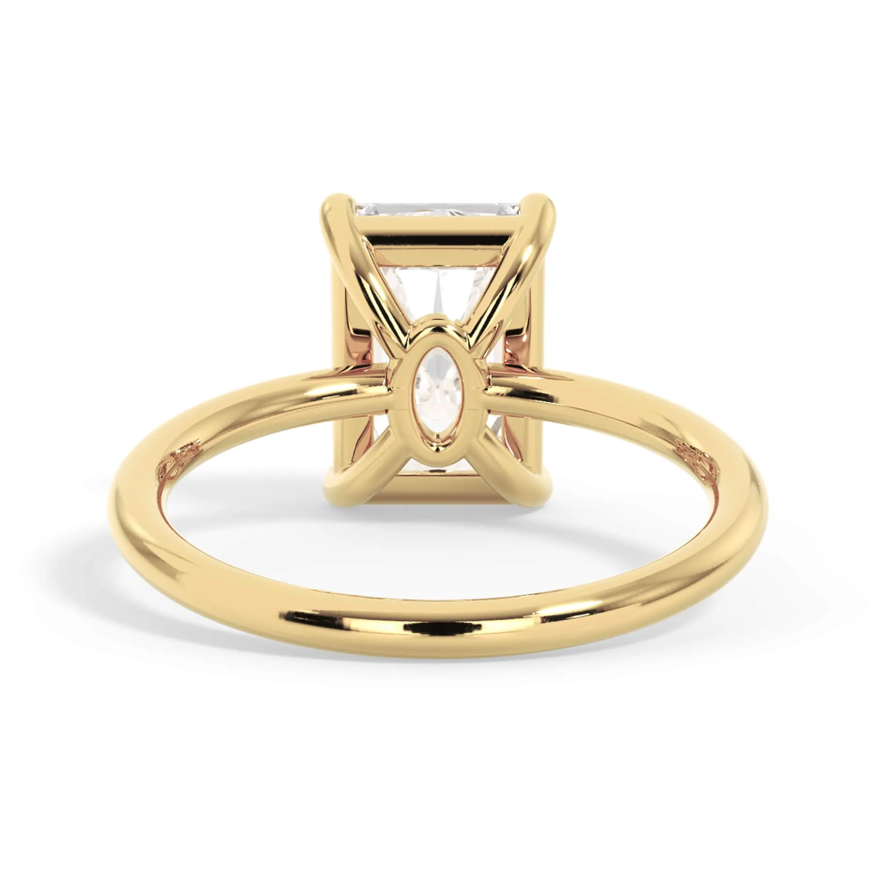 Two-Tone Basket Style Solitaire Engagement Ring - Yellow Gold Head