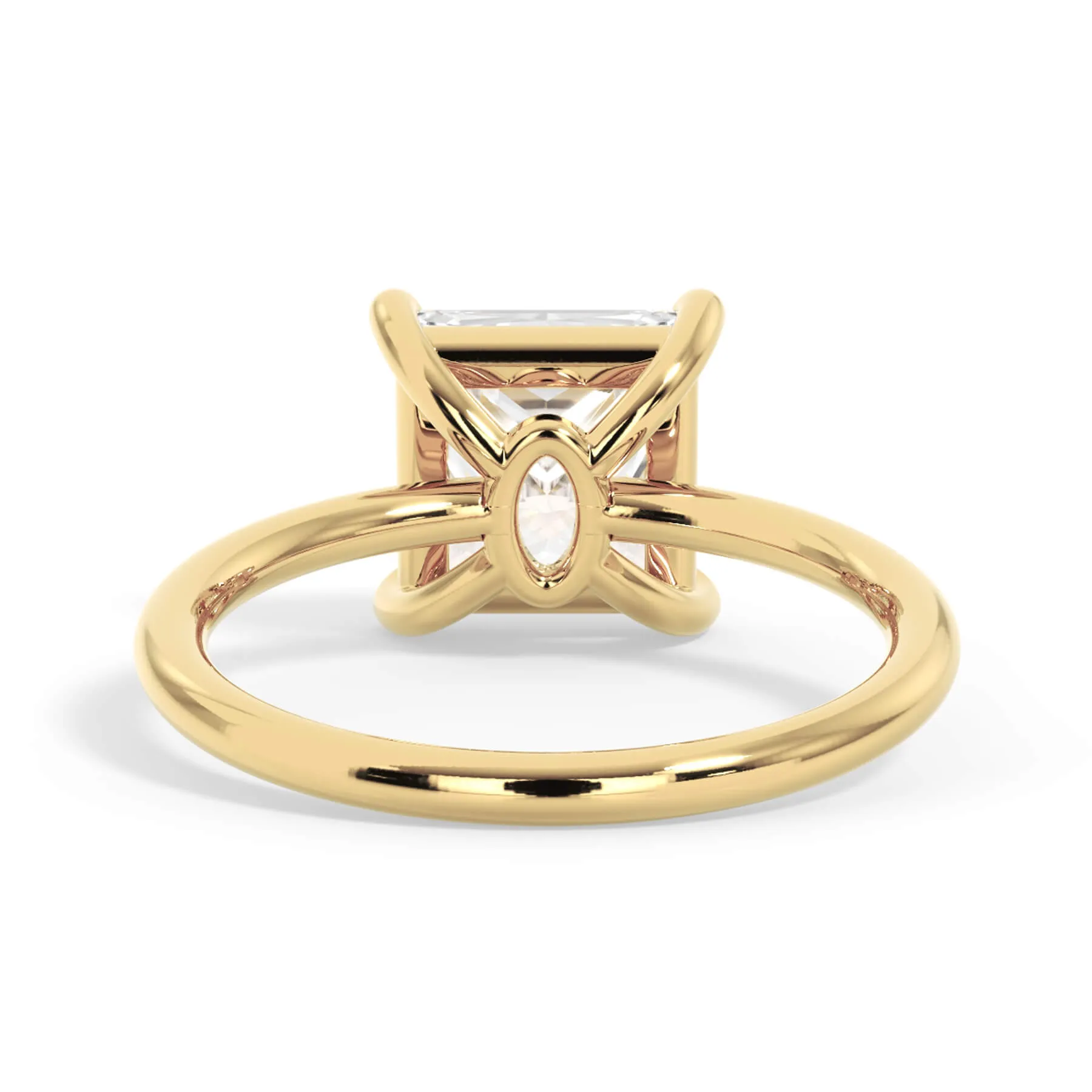 Two-Tone Basket Style Solitaire Engagement Ring - Yellow Gold Head