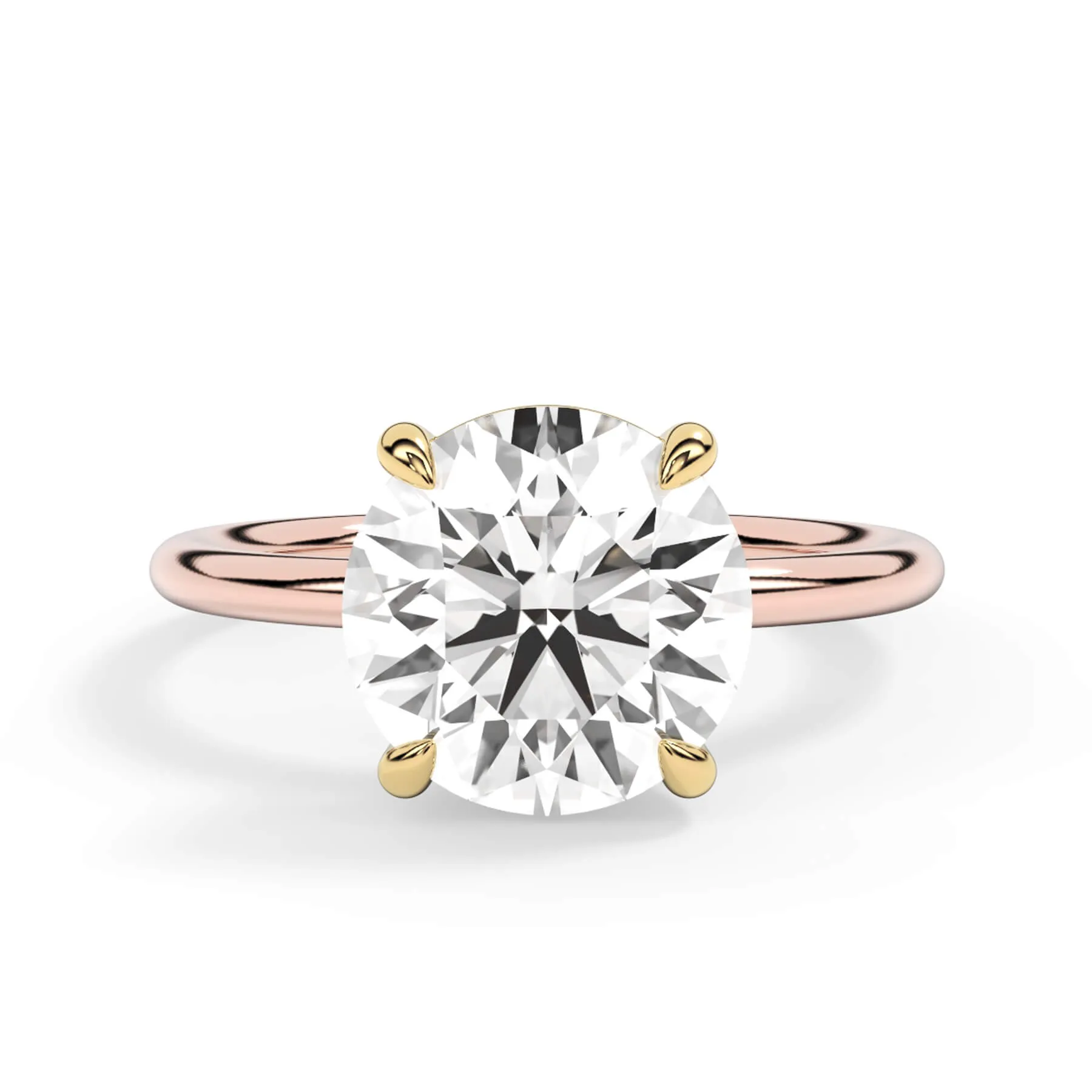 Two-Tone Basket Style Solitaire Engagement Ring - Yellow Gold Head