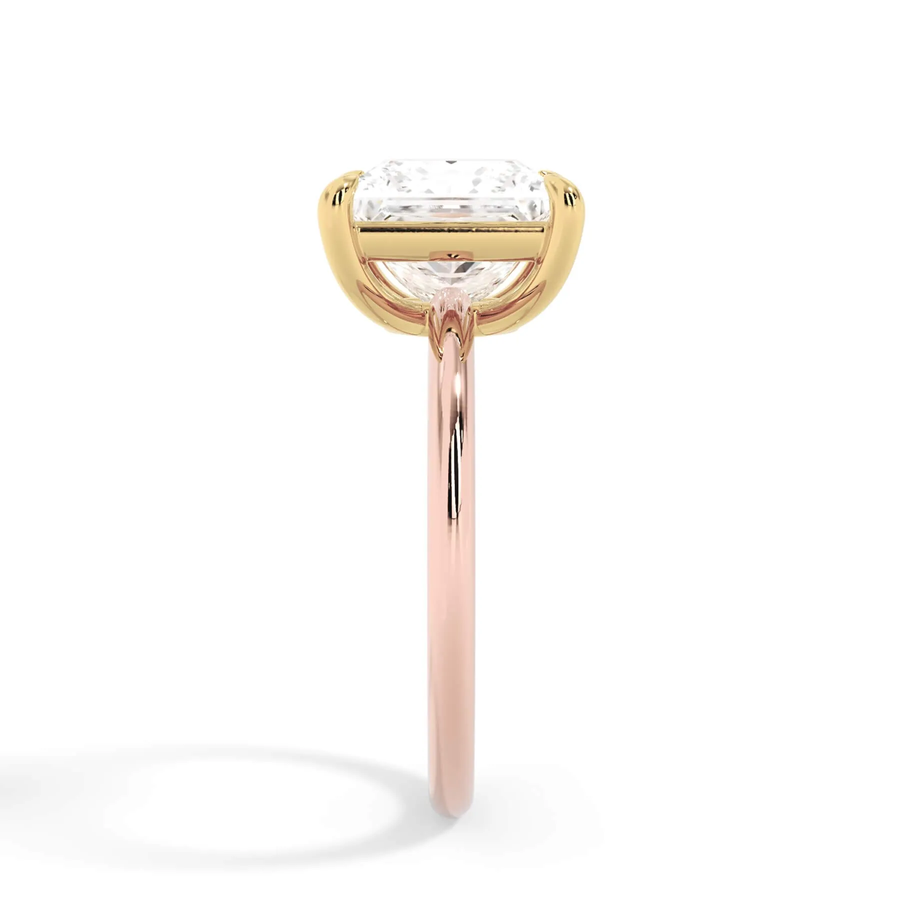 Two-Tone Basket Style Solitaire Engagement Ring - Yellow Gold Head