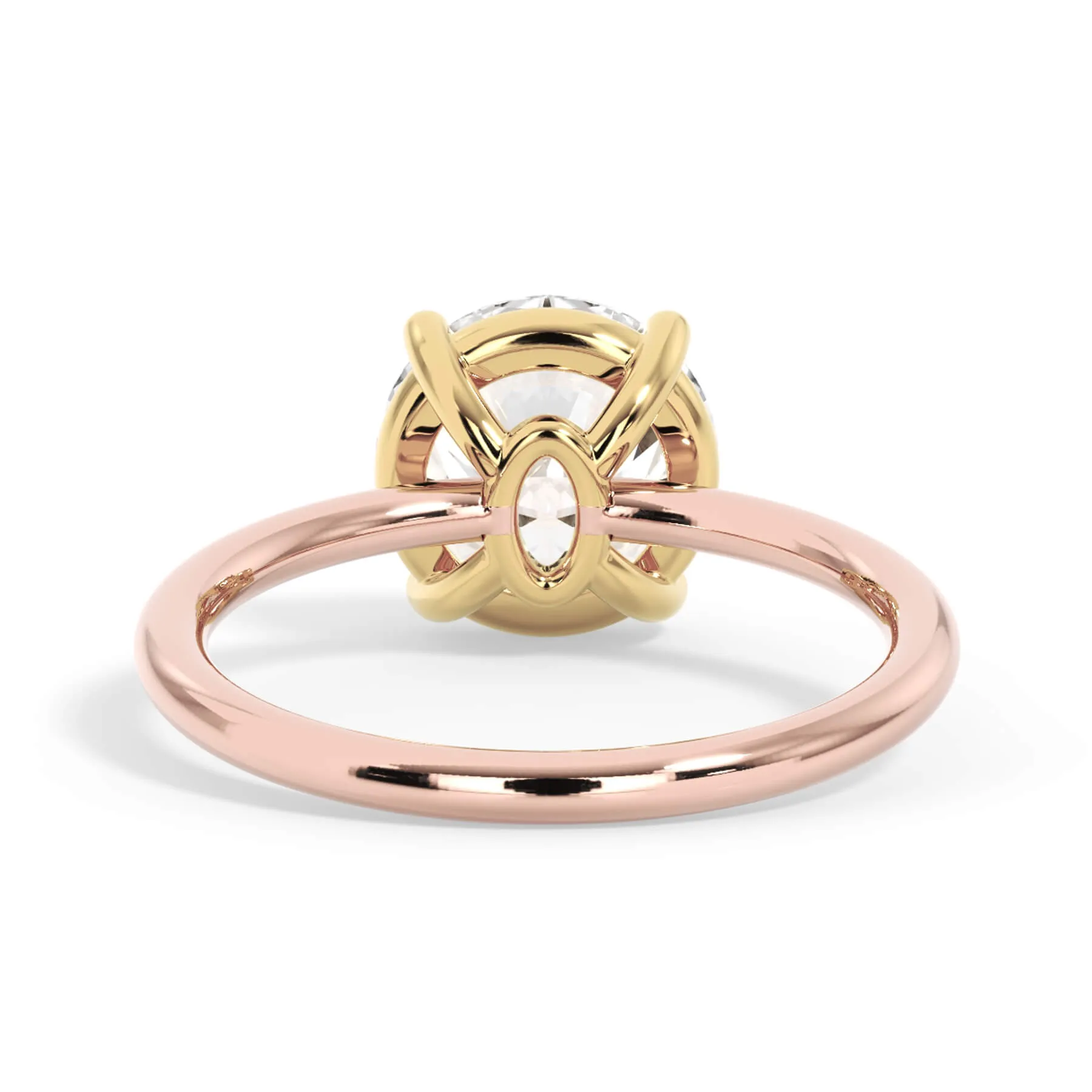 Two-Tone Basket Style Solitaire Engagement Ring - Yellow Gold Head