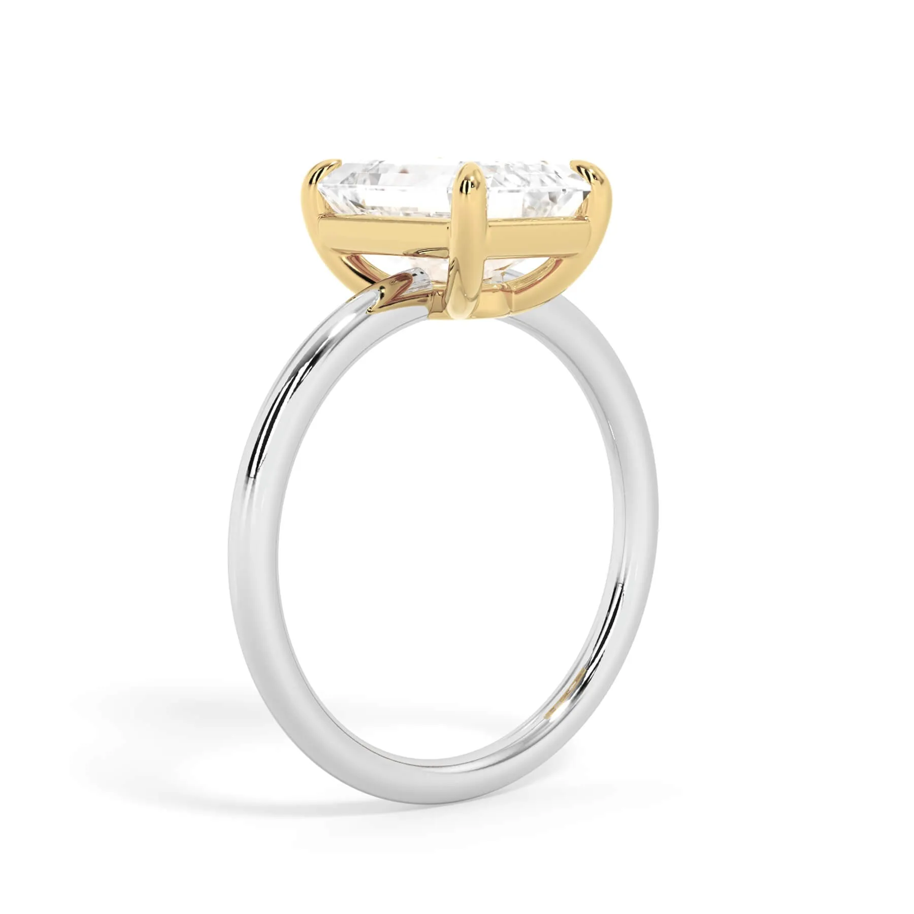 Two-Tone Basket Style Solitaire Engagement Ring - Yellow Gold Head