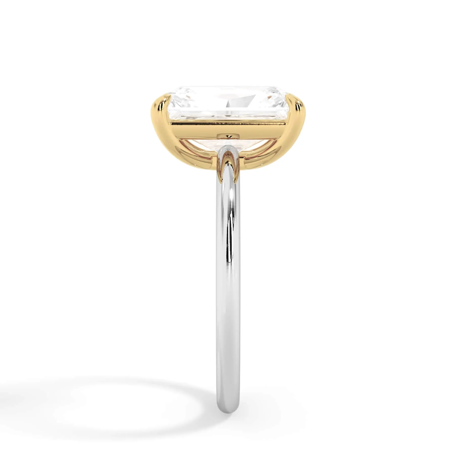 Two-Tone Basket Style Solitaire Engagement Ring - Yellow Gold Head