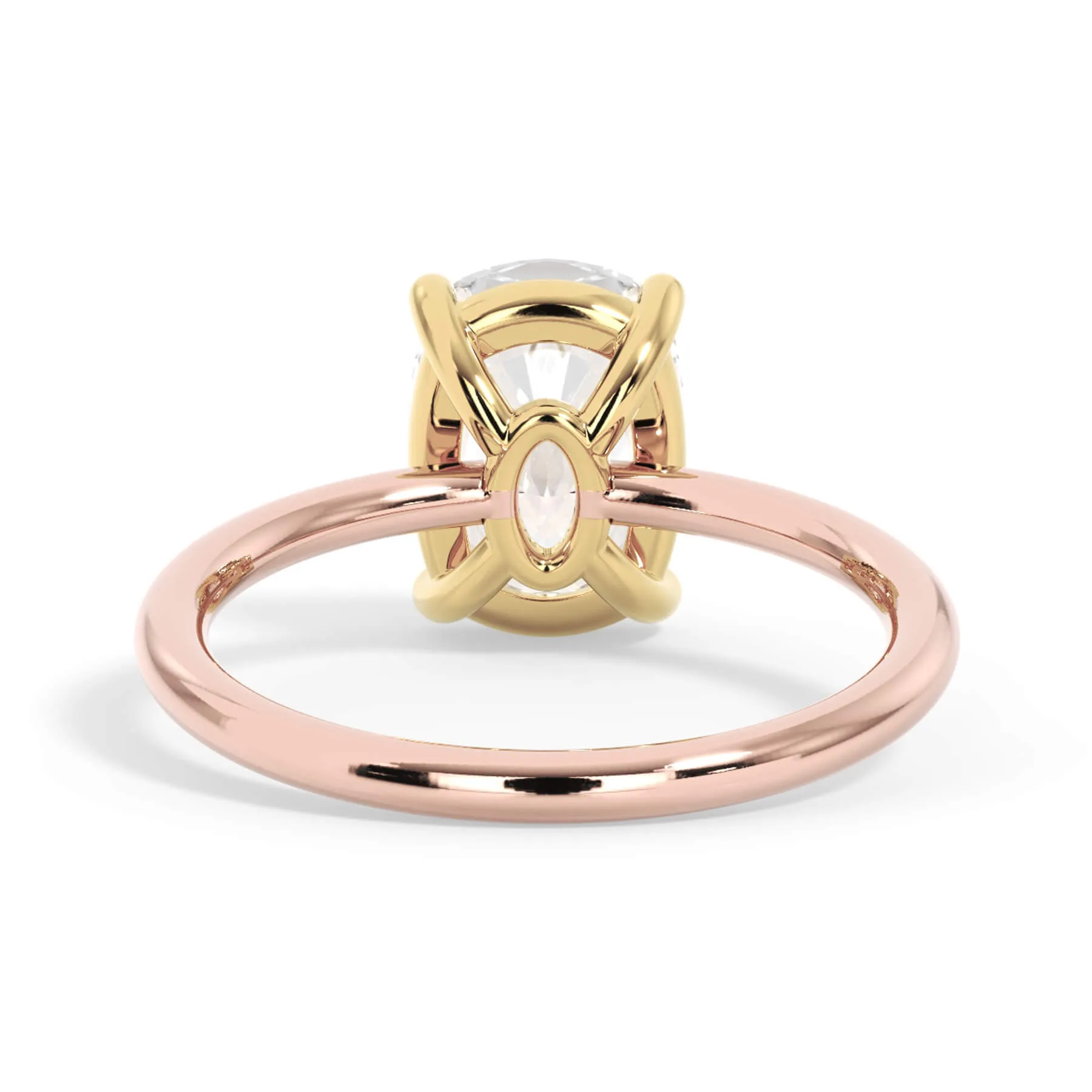 Two-Tone Basket Style Solitaire Engagement Ring - Yellow Gold Head