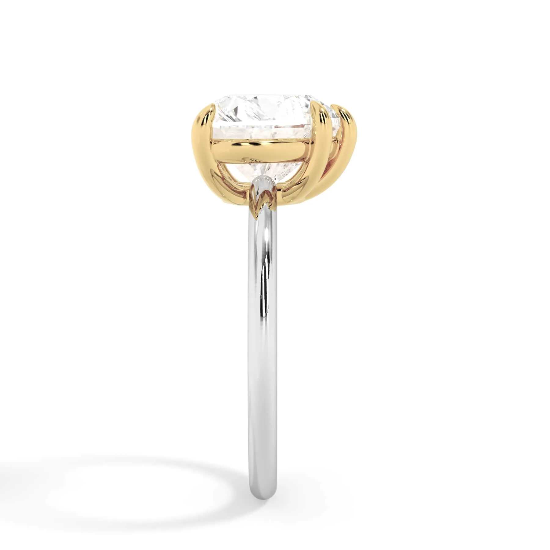Two-Tone Basket Style Solitaire Engagement Ring - Yellow Gold Head