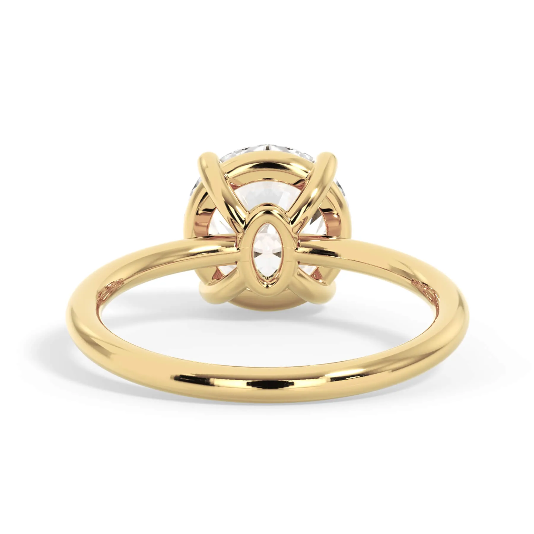 Two-Tone Basket Style Solitaire Engagement Ring - Yellow Gold Head