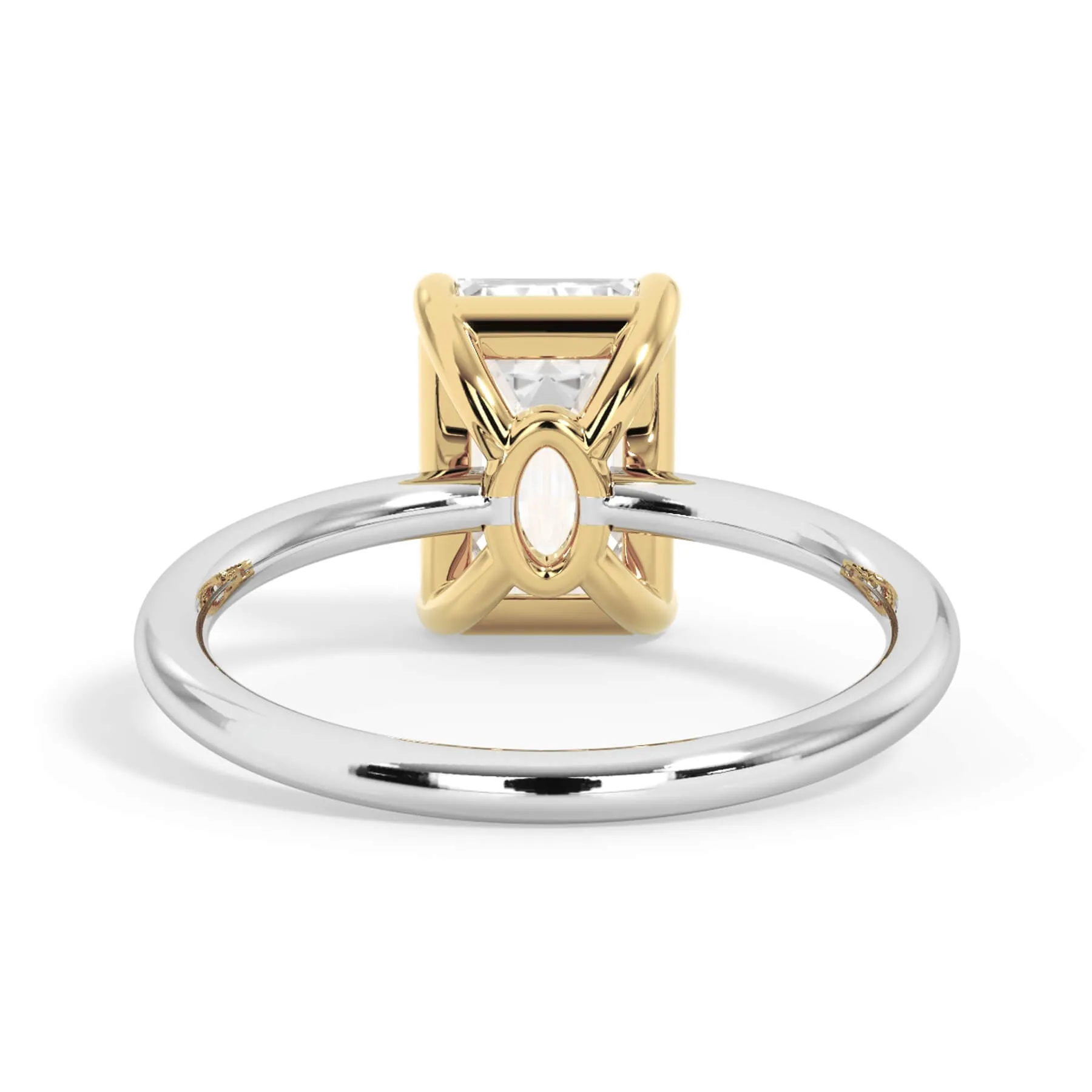 Two-Tone Basket Style Solitaire Engagement Ring - Yellow Gold Head