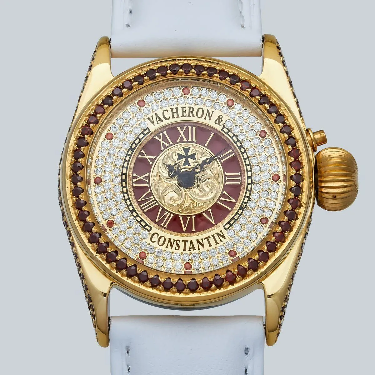 VACHERON & CONSTANTIN pocket watch with 35mm silver dial leather band