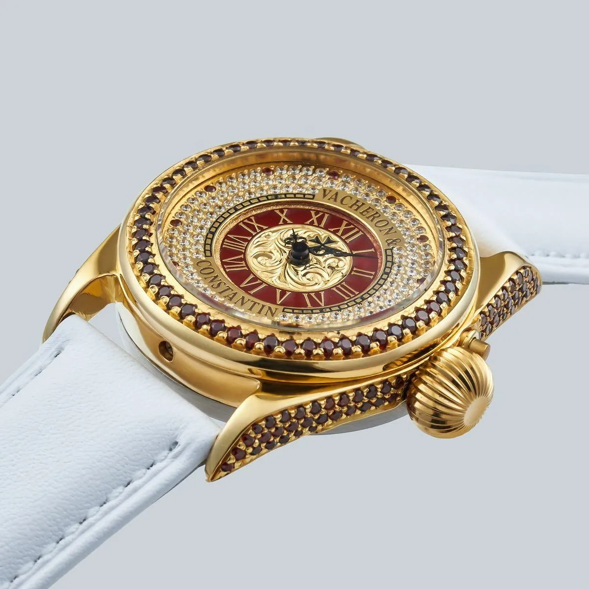 VACHERON & CONSTANTIN pocket watch with 35mm silver dial leather band