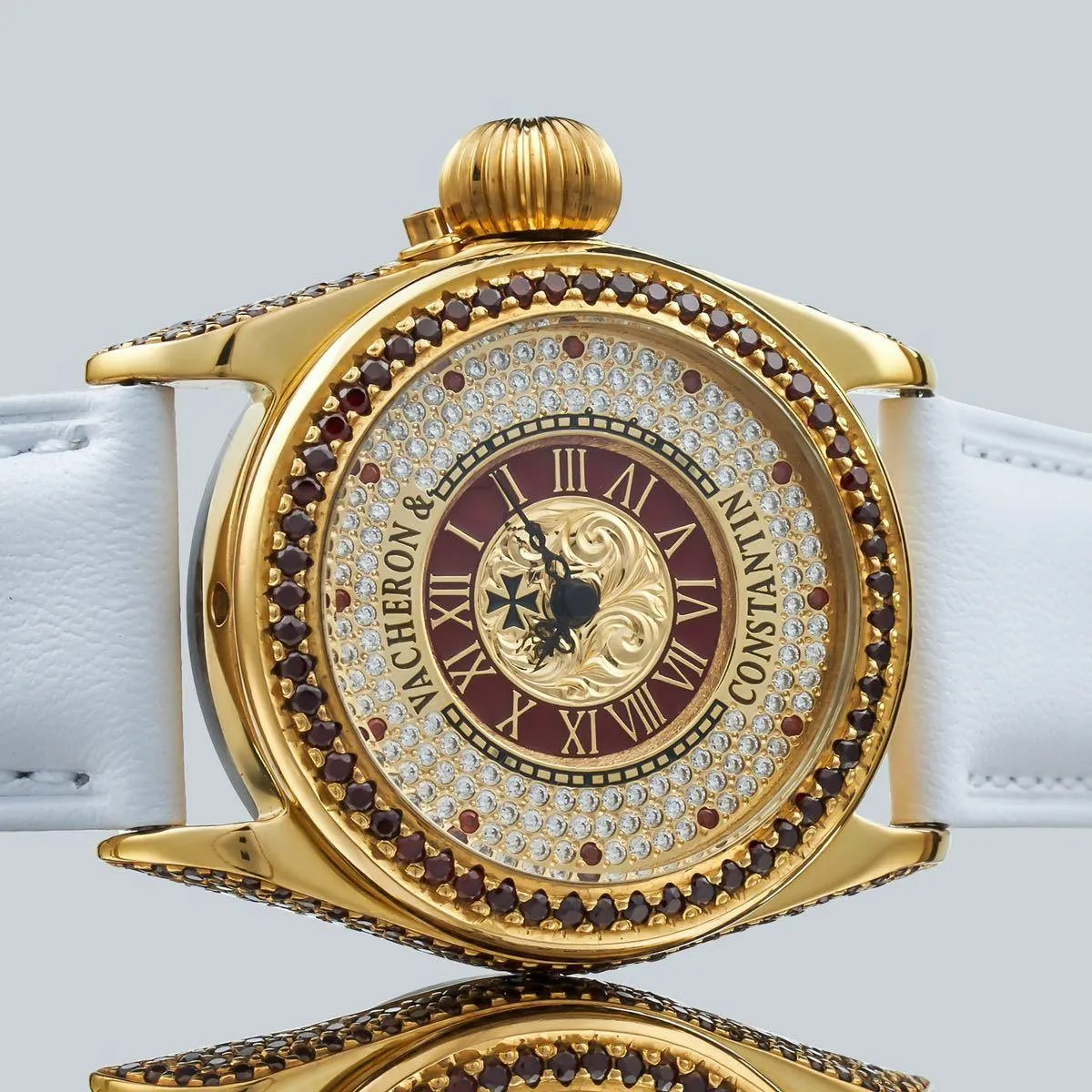 VACHERON & CONSTANTIN pocket watch with 35mm silver dial leather band