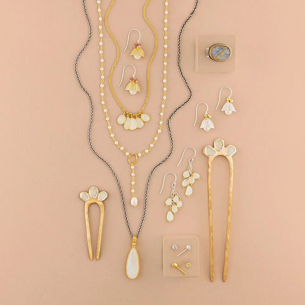 Venus Studs in Opal & Silver