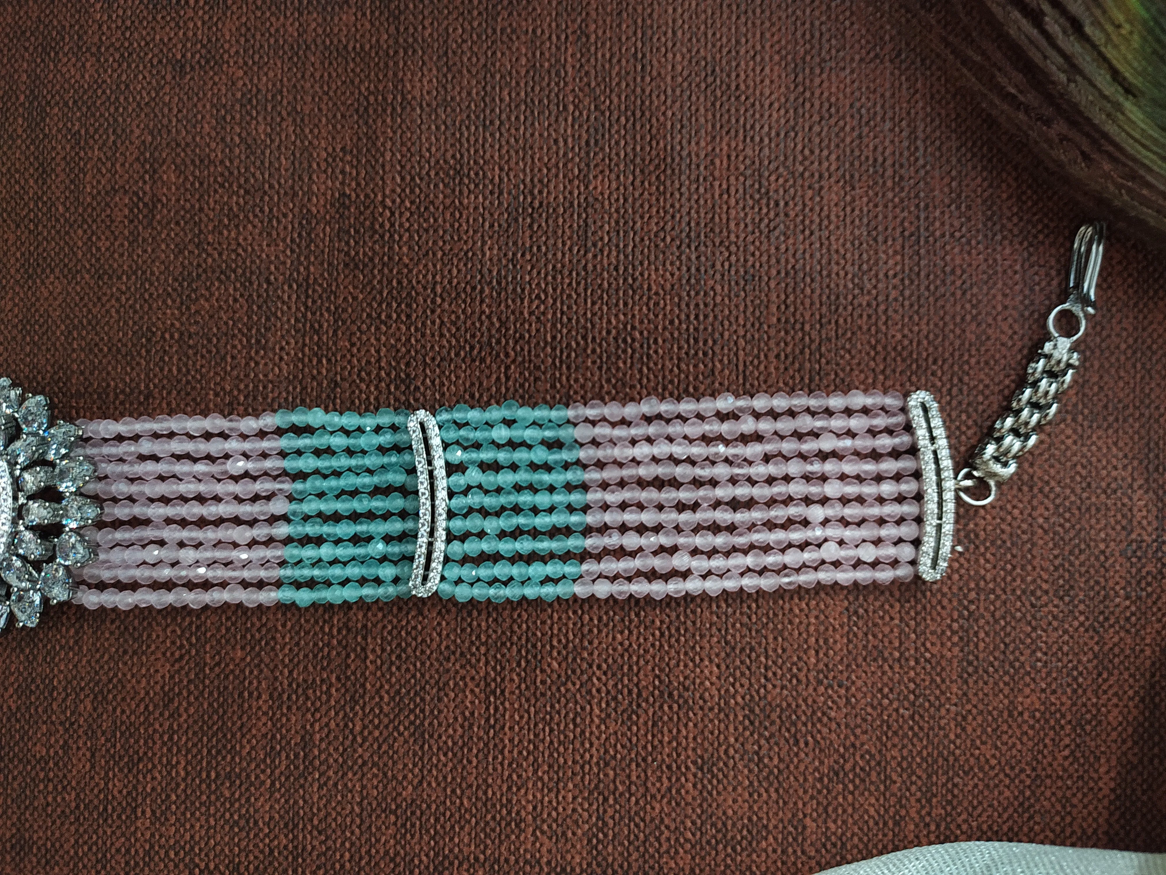 Victorian Elegance for You: Sparkling Choker Set (Mint & Pink, Violet, Green)
