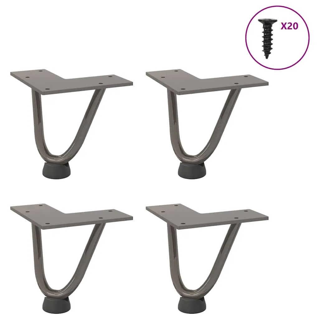 vidaXL Hairpin Table Legs 4 pcs Natural Steel 10 cm Solid Steel