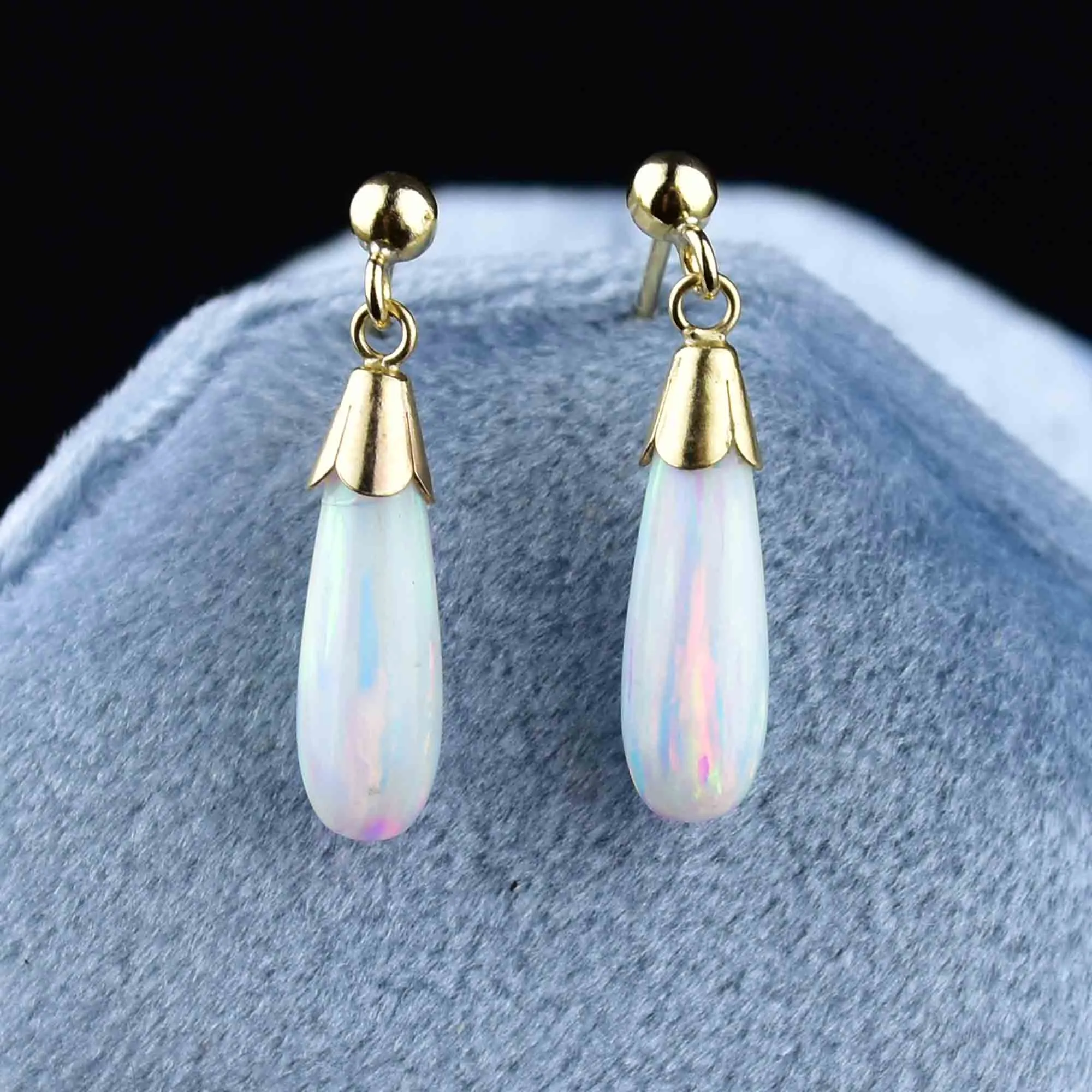Vintage Gold Art Deco Style Opal Earrings
