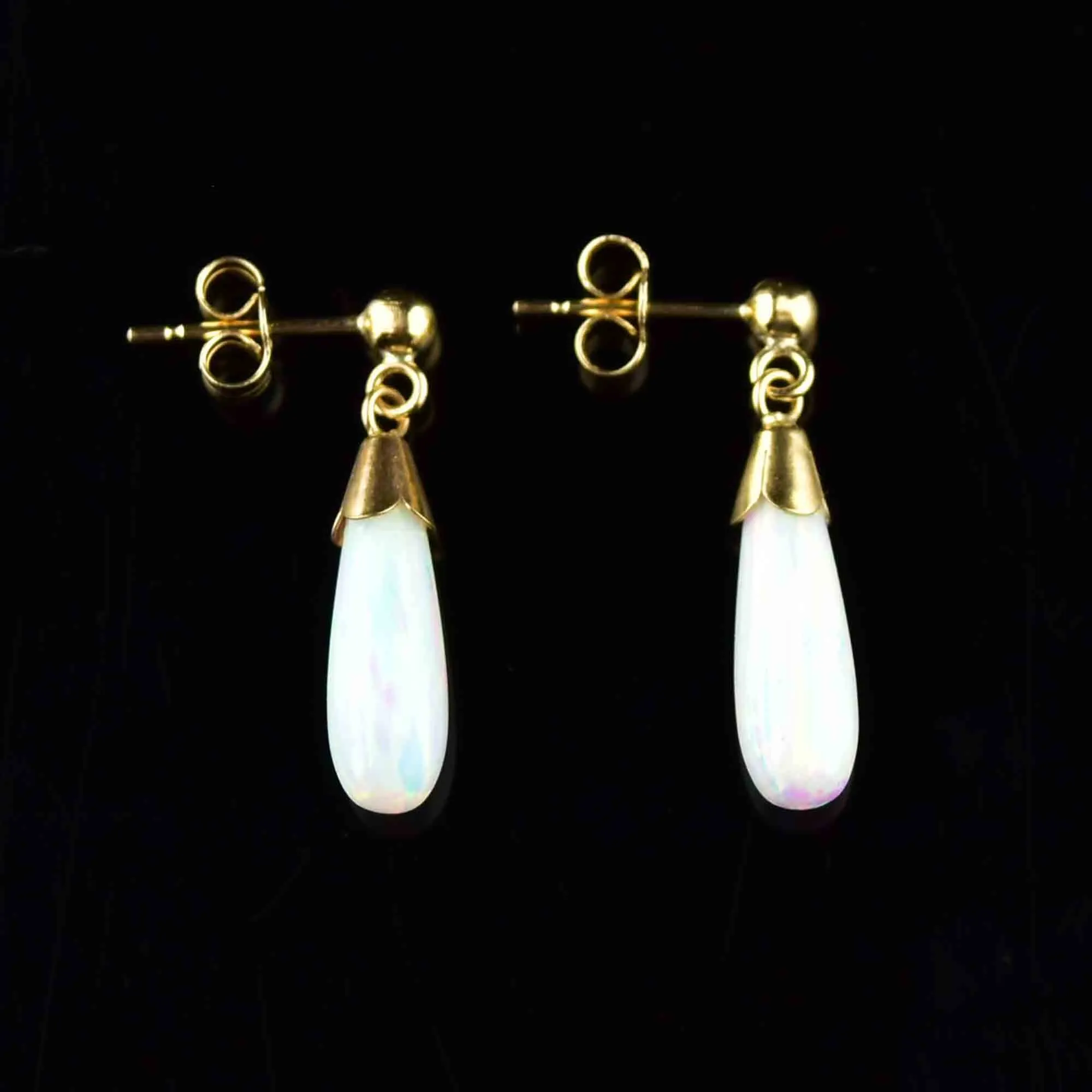 Vintage Gold Art Deco Style Opal Earrings