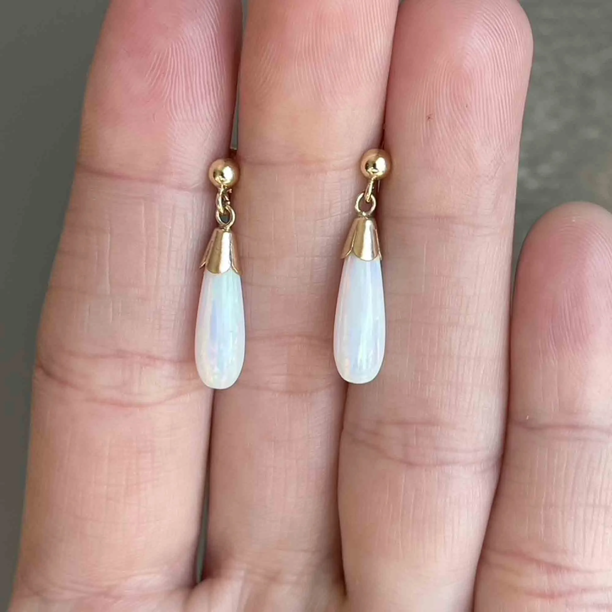 Vintage Gold Art Deco Style Opal Earrings