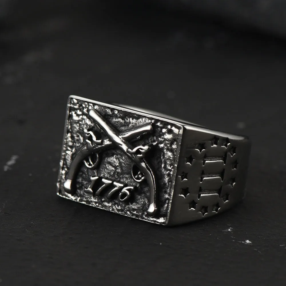 Vintage Independence Day 1776 Ring for Men