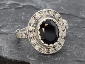Vintage Onyx Ring - Black Oval Ring - Onyx Cocktail Ring
