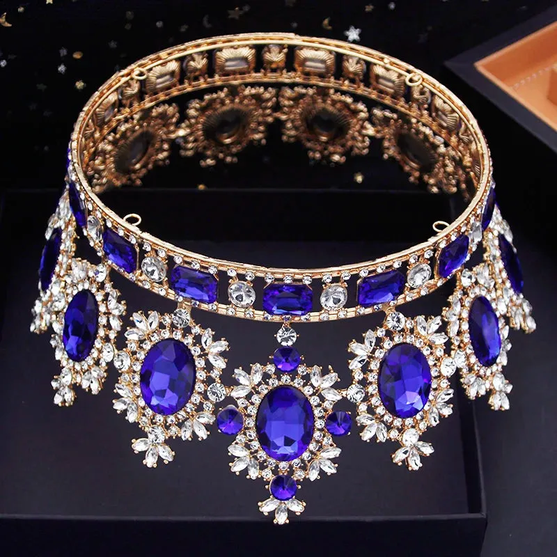 Vintage Royal Crystal Full Round Crown Hair Accessory
