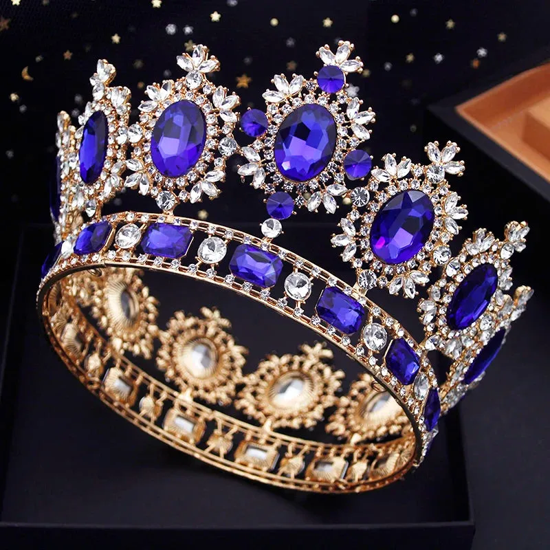 Vintage Royal Crystal Full Round Crown Hair Accessory
