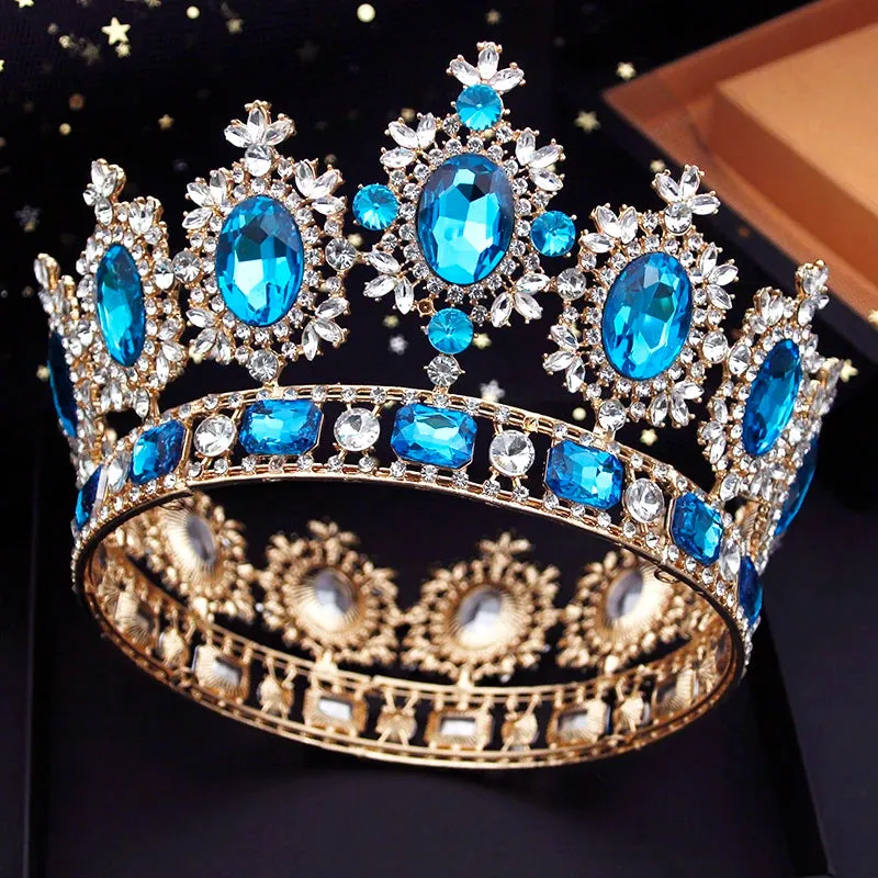 Vintage Royal Crystal Full Round Crown Hair Accessory