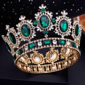Vintage Royal Crystal Full Round Crown Hair Accessory