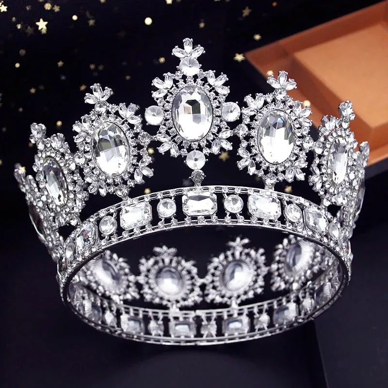 Vintage Royal Crystal Full Round Crown Hair Accessory