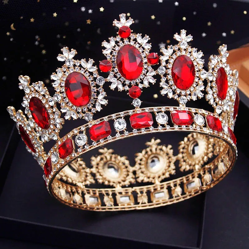 Vintage Royal Crystal Full Round Crown Hair Accessory