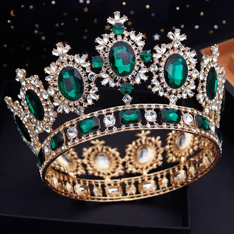 Vintage Royal Crystal Full Round Crown Hair Accessory
