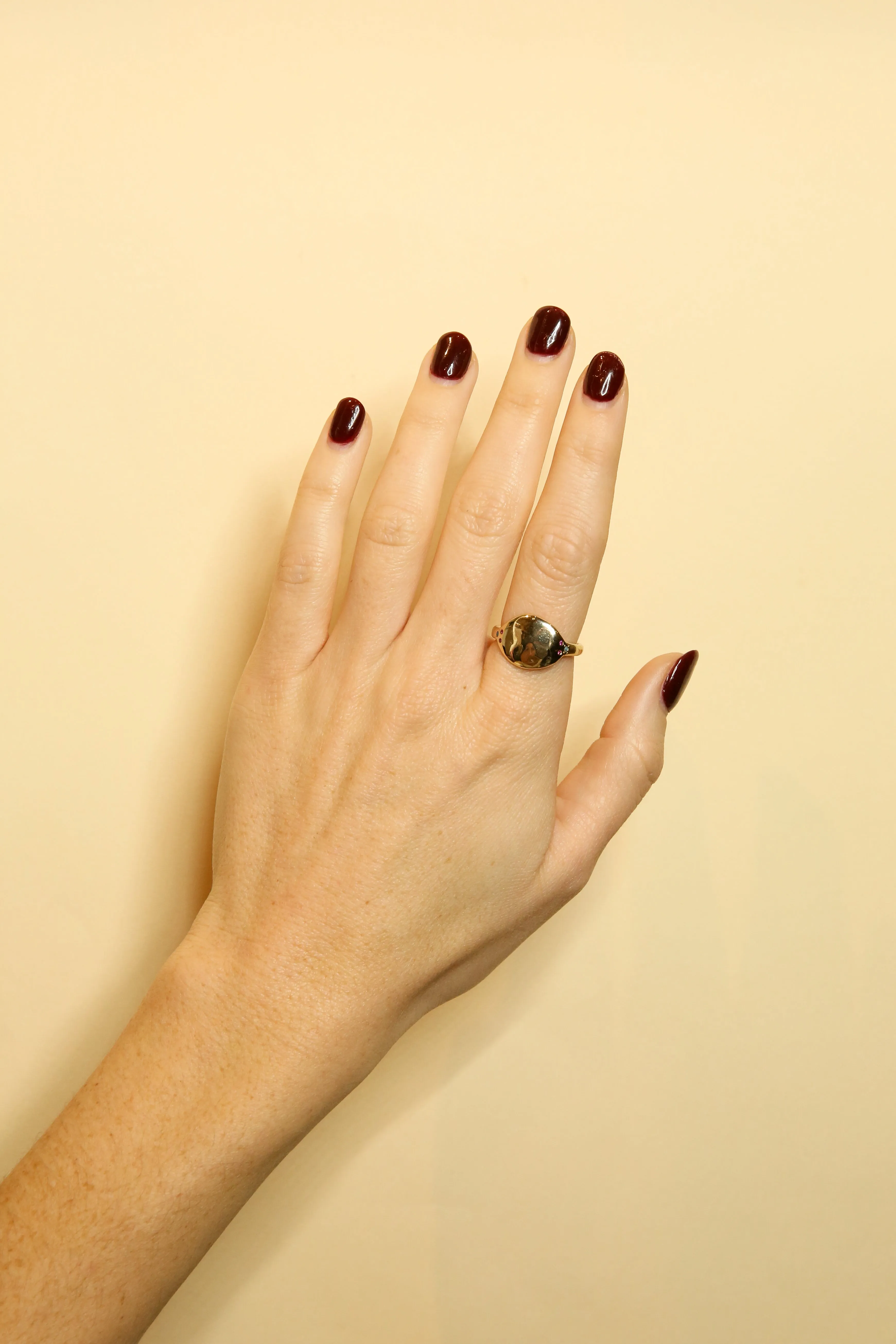Vintage Scosha 10K Signet Ring with Turquoise and Rubies