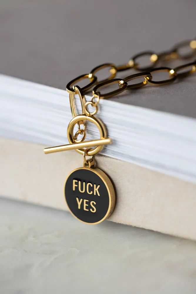 Waterproof Gold Fuck Yes Charm Bracelet
