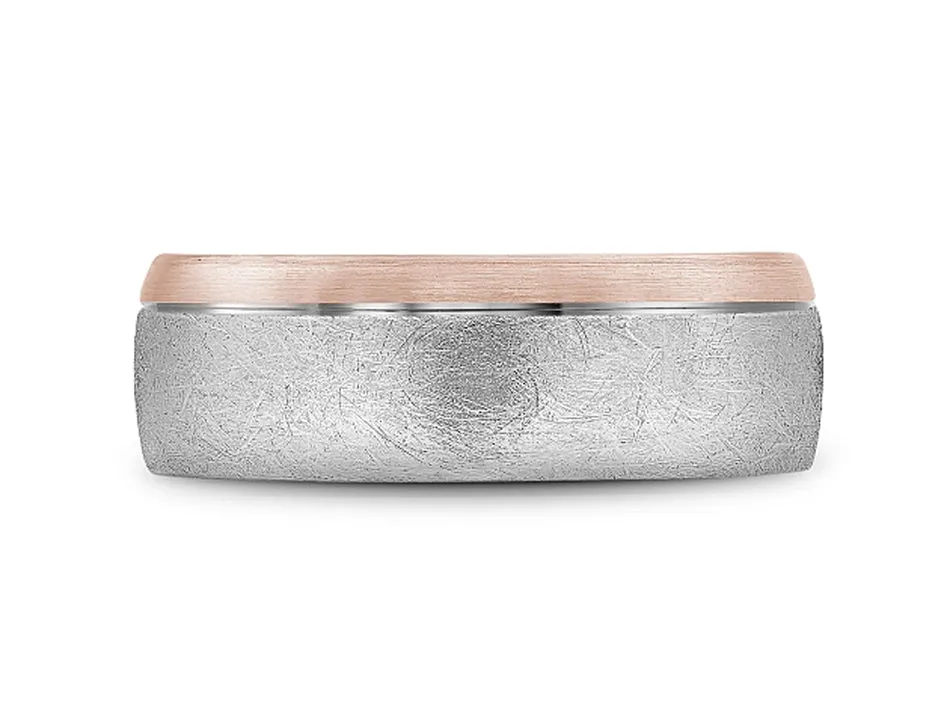 White and Rose Gold Men's Wedding Band