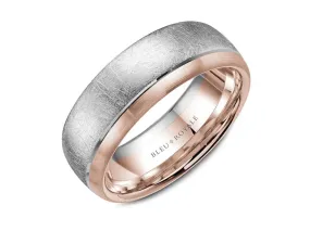White and Rose Gold Men's Wedding Band