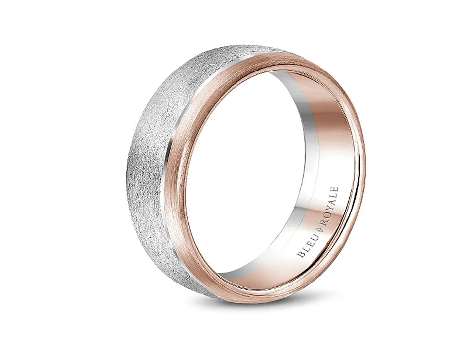 White and Rose Gold Men's Wedding Band