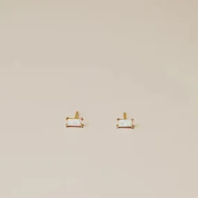 White Opal Baguette Earring