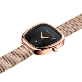 Women 'S Stainless Steel Milan Mesh Quartz Watch Creative Two-Pin Half Tonneau Design