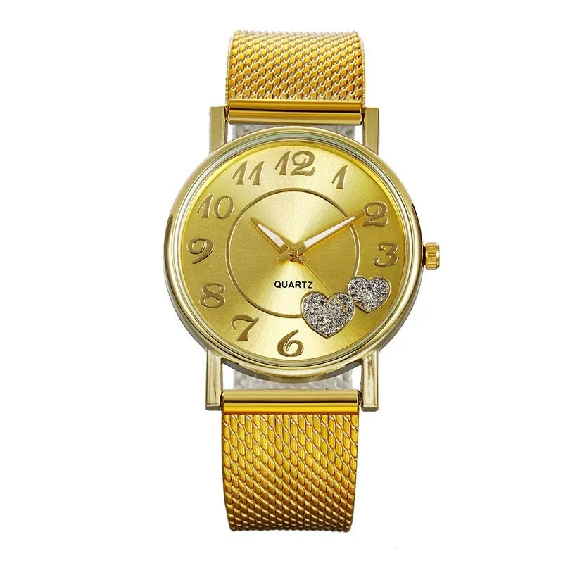 Women's Casual Fashion Mesh Strap Heart-Shaped Sales Peach Heart Women's Watch