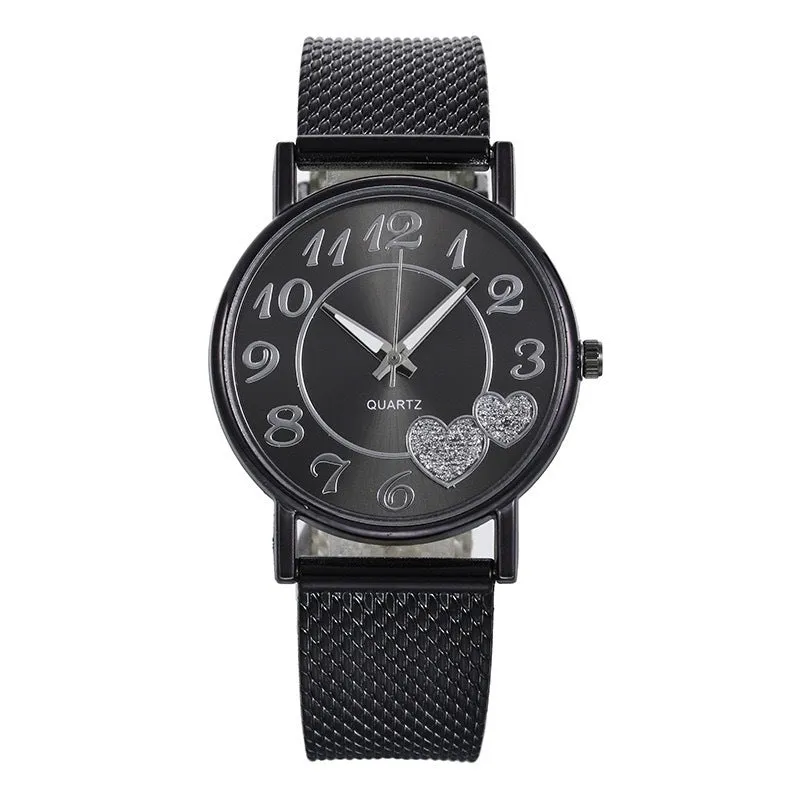 Women's Casual Fashion Mesh Strap Heart-Shaped Sales Peach Heart Women's Watch