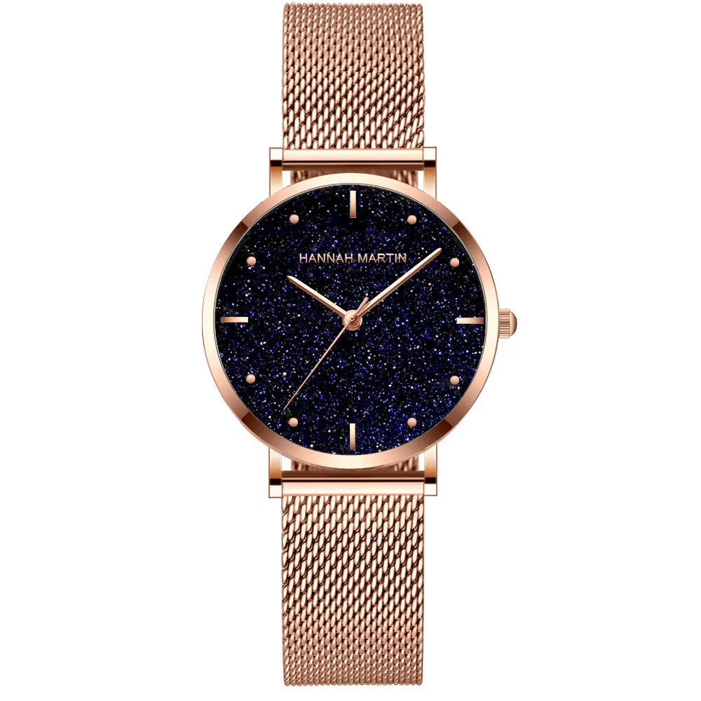 Women's Steel Mesh Quartz Watch Starry Sky Waterproof Japanese Movement Watch