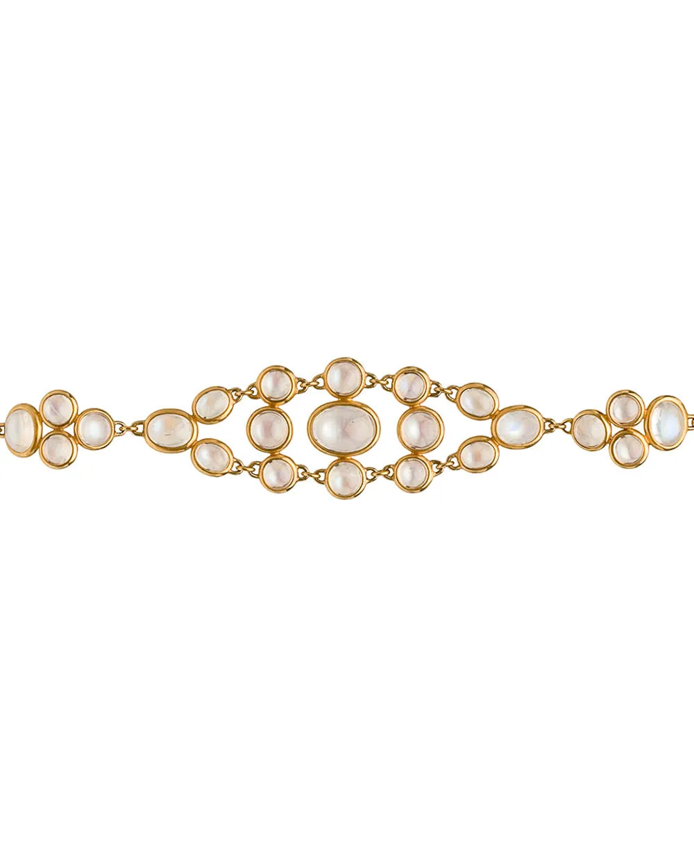 Yellow Gold Rainbow Moonstone Mesh Bracelet