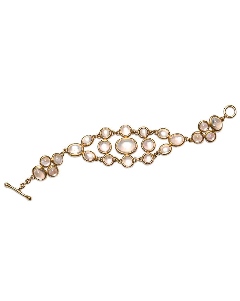 Yellow Gold Rainbow Moonstone Mesh Bracelet