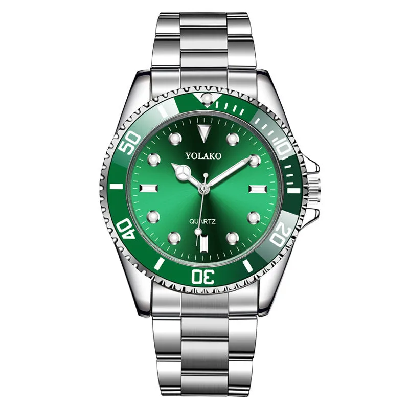 YOLAKO The Mens' Watches New Luxury Business Watch Men Calendar Green Dial Fashion Male Watch Clock reloj hombre zegarek meski